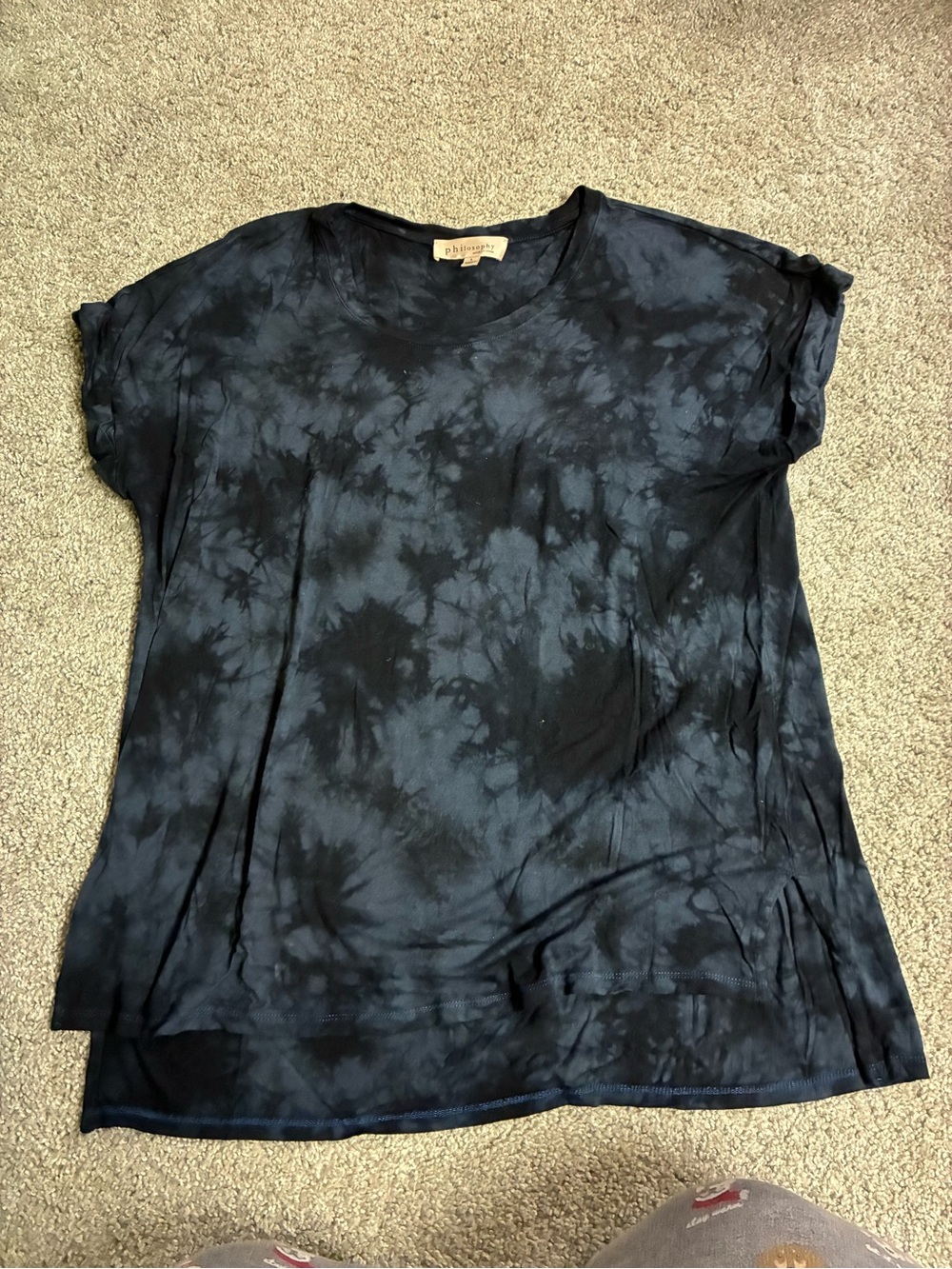 Black Tie-Dye Short Sleeve Women's Top